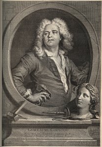 Portrait of Guillaume Coustou (1677-1746) French sculptor - engraving by Larmessin after J.de Lien av de Larmessin
