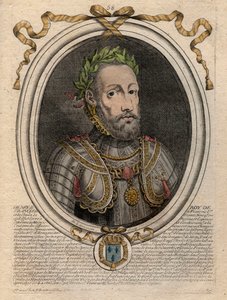 Portrett av Henrik II (1519-1559) Konge av Frankrike - Henrik II (1519-59), konge av Frankrike - gravering fra 