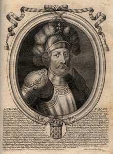 Portrait of Hugues I Capet (c. 941 - 996), Duke of France and then King of France - Portrait of Hugues I Capet (c.941-996), King of France - engraving from 