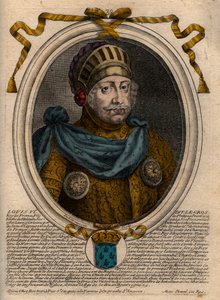 Portrett av Louis VI, kalt The Fat - gravering fra 'Les Augustes Representations de tous les Kings de France fra Pharamond til Louis XIV', Paris