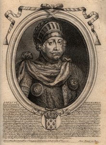 Portrett av Louis VI, kalt The Fat - gravering fra 'Les Augustes Representations de tous les Kings de France fra Pharamond til Louis XIV', Paris