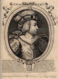 Portrett av Louis V the Faineant (967 - 987), konge av Frankrike - Louis V the Indolent (967-987) gravering fra 