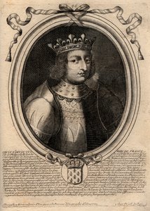 Portrait of Louis X the Hutin (1289 - 1316), King of France - Louis X (1289-1316) the Stubborn, King of France and Navarre - engraving from 
