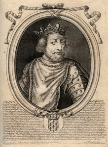 Portrett av Pepin III dit Pepin le Brief (714-768) konge av Frankrike - Pepin III (714-68) (Pepin den korte) Frankens konge - gravering fra 