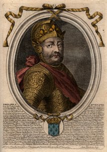 Portrett av Philip II dit Philippe Auguste (1165-1223) - Philip Augustus II (1165-1223) Konge av Frankrike - gravering fra 