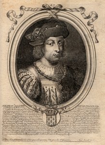 Portrett av Filip V den lange (1294 - 1322), konge av Frankrike - Filip V (1294-1322) 'Den høye' - gravering fra 'Les Augustes representasjoner av alle kongene av Frankrike fra Pharamond til Louis XIV', Paris av de Larmessin