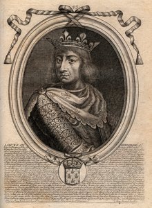Portrett av Saint Louis (Saint-Louis, Louis IX (1214-1270) - Saint Louis IX (1214-70) konge av Frankrike - gravering fra 