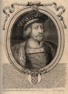 Portrett av Thierry III (ca. 657-691), konge av frankerne av Neustria (673-675) og konge av alle frankere (679-691) På boken er det skrevet "" Thierry I""" men det er en feil - Theuderic III (Theuderich, Theoderic, Theodoric), konge av Neustria (673-675) a