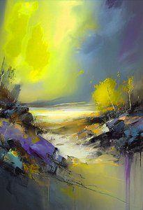 Abstrakt landskapsmaling, veggkunsttrykk av F. Abderrahim
