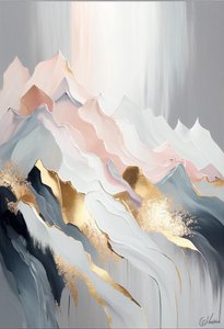 Abstrakte gyldne fjellmalerier inspirert av Olga Suvorova, kunsttrykk