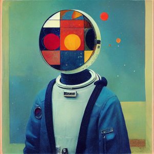 Abstrakt maleri, russisk astronaut, veggkunst | Lerretstrykk