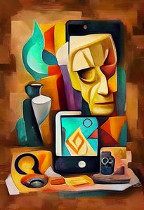 Abstrakt surrealistisk maleri, Picasso-inspirert kunst, utskrivbar veggkunst