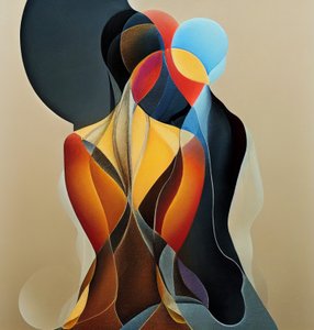 Moderne abstrakt figurativ kunst, veggkunsttrykk på forespørsel