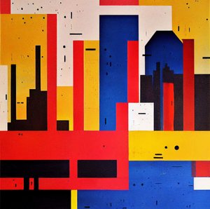 Kunst med geometriske former, trykk på lerret, innfødte farger