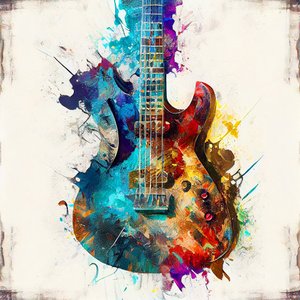 Musikk Kunsttrykk : Elektrisk gitarmaleri på lerret