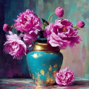 Rosa blomstermaleri, abstrakt botanisk kunst, veggkunsttrykk på forespørsel
