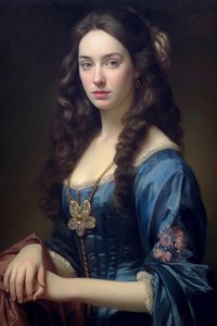Portrettmaleri av vakker kvinnelig supermodell 1700-tallet | kunst på lerret