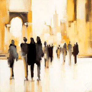 Urban Life: Abstrakt impresjonistisk silhuettmaleri av F. Abderrahim