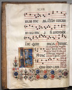 Antifonar: Initial, engel av follower of Girolamo da Cremona