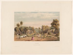 Slavekvarter på en plantasje Slalleir Surinam. En plantasjeslaveleir (tittel på objekt)
