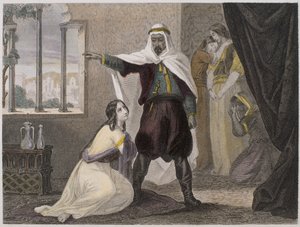 Bortføringen av den vakre Zhoraydah, illustrasjon fra Histoire des pirates et corsairs de lOcean et de la Mediterranee av P. Christian, 1842-52 av or Ciappori-Puche, Claudius Joseph Ciappori