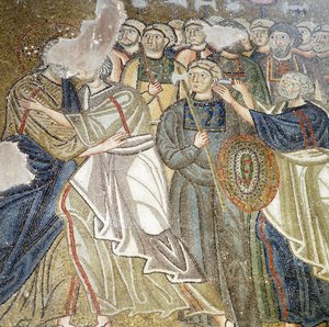 Judas kyss, mosaikk i katholikon (hovedkirke) i Nea Moni kloster (Unescos verdensarvliste