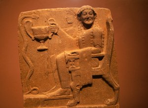 Stele med relieff som viser guddommer og slanger, fra Sparta, Hellas, gresk sivilisasjon