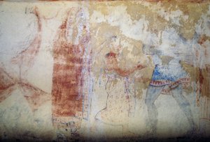 Kvinne og ungdom, freskomaleri, Tomb of Blue Demons, Necropolis of Tarquinia (UNESCOs verdensarvliste, 2004), Lazio, Italia, etruskisk sivilisasjon, 5. århundre f.Kr. (bilde) av Theodore Charles Ange Coquelin