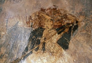 Mann på hesteryggen, freskomaleri i kirken Agios Georgios, Komitades, Kreta, Hellas (bilde) av Unbekannt Unbekannt