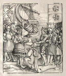 Maximilian slutter fred med Henry VII av possibly by Peter Flötner
