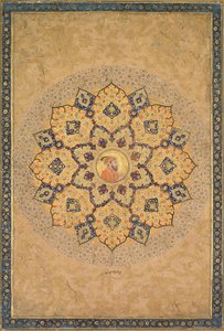 Shamsa (solskur) med portrett av Aurangzeb (1618-1707), fra Emperor