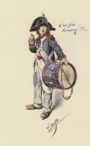 Trommeslagergutt (farge litho) av pseudonym for Onfray de Breville Jacques Job