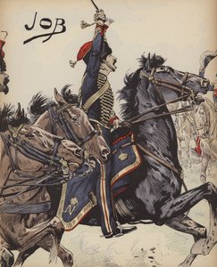 Fransk kavalerist fra Napoleonskrigene (farge litho)