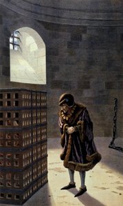 Den franske kongen Louis XI besøker kardinal Jean de la Balue i fengselet av pseudonym for Onfray de Breville Jacques Job