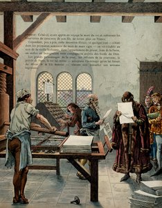 Frankrikes historie i middelalderen (middelalderen): Kongen av Frankrike Ludvig XI kalte den forstandige (1423-1483) oppmuntret til veksten av trykkeriindustrien. Kongen besøkte Sorbonne i nærvær av typografene Ulrich Gering (Guerinch eller Guernich av pseudonym for Onfray de Breville Jacques Job