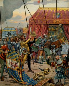 Historien til Frankrike i middelalderen (middelalderen): Sveitserne griper rikdommen til Charles the Temeraire (1433-1477), hertugen av Burgund etter katastrofen i slaget ved barnebarnet, som så seieren til konfødererne, allierte til Louis XI av Frankrike  av pseudonym for Onfray de Breville Jacques Job