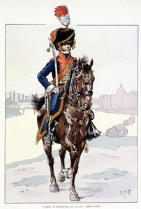 Rytter av Lyons æresvakt (1804-1814) - i "" Antrekk til Frankrikes tropper: Armee de terre et de mer à toutes les epoques "", ill. av Job av pseudonym for Onfray de Breville Jacques Job