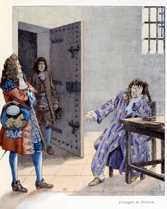 Illustrasjon fra boken «A la Glory des Betes»»-tekst av A Fabre, tegninger av Jacques Marie Gaston Onfray de Breville dit JOB (1858-1931), utgiver Maison Alfred Mame et fils: L’araignee de Pellisson (Ami de Fouquet og sekretær for Louis XIV, han var l av pseudonym for Onfray de Breville Jacques Job