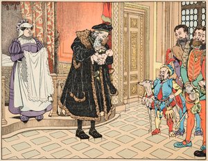 Illustrasjon fra boken “Le bon roy Henri””, illustrert av Jacques Marie Gaston Onfray de Breville dit JOB (1858-1931): Fødsel av Henri IV, hans bestefar, Henri d