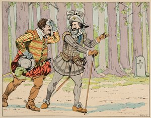 Illustrasjon hentet fra boken "" Le bon roy Henri"", illustrert av Jacques Marie Gaston Onfray de Breville dit JOB (1858-1931): Henri IV gir sin benådning til Charles de Lorraine (1554-1611) hertugen av Mayenne etter å ha tvunget ham til litt trening - Pri av pseudonym for Onfray de Breville Jacques Job