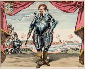 Illustrasjon hentet fra boken «Le bon roy Henri», illustrert av Jacques Marie Gaston Onfray de Breville dit JOB (1858-1931): Portrett av Charles de Lorraine (1554-1611), hertug av Mayenne, militær leder av ligaen, fiende av Henri IV - Privat samling av pseudonym for Onfray de Breville Jacques Job