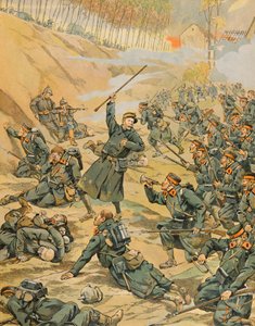 Jacques Marie Gaston Onfroy de Breville dit JOB (1858-1931) - Belgias historie: Forsvaret av Schoorbakke Tervaete-løkken av infanteriet under slaget ved Yser i 1914, privat samling av pseudonym for Onfray de Breville Jacques Job