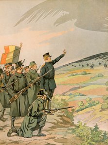 Jacques Marie Gaston Onfroy de Breville dit JOB (1858-1931) - Belgias historie: Kong Albert (1875 - 1934) og den belgiske hæren står overfor den tyske invasjonen under første verdenskrig, privat samling av pseudonym for Onfray de Breville Jacques Job