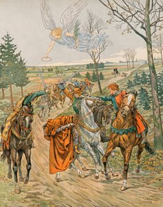 Jacques Marie Gaston Onfroy de Breville dit JOB (1858-1931) - Belgias historie: Saint Albert av Leuven (ca. 1166-1192), prinsen av Liege blir myrdet i Reims av shekarene til keiser Henrik VI i 1192, privat samling av pseudonym for Onfray de Breville Jacques Job