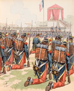 Jacques Marie Gaston Onfroy de Breville dit JOB (1858-1931) - Messe gitt i leiren Chalon under Napoleon III (også leir Mourmelon), privat samling av pseudonym for Onfray de Breville Jacques Job
