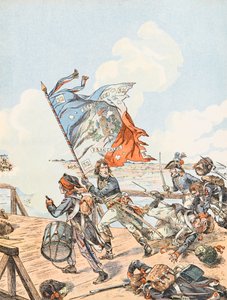 Jacques Marie Gaston Onfroy de Breville dit JOB (1858-1931) - Napoleon Bonaparte ved broen til Arcole i 1796, privat samling av pseudonym for Onfray de Breville Jacques Job