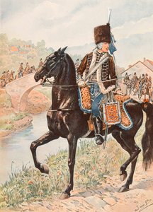 Jacques Marie Gaston Onfroy de Breville dit JOB (1858-1931) - Antrekk til de franske troppene til enhver tid: Oberst for Hussarene i Chamborant (1784), privat samling av pseudonym for Onfray de Breville Jacques Job