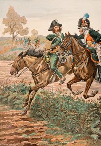 Jacques Marie Gaston Onfroy de Breville dit JOB (1858-1931) - Antrekk til de franske troppene til enhver tid: Cavalier Vendeen og piqueur (eller Piconnier) på hesten til Germanique Legion (1793), privat samling av pseudonym for Onfray de Breville Jacques Job