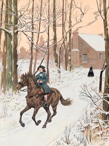 Jacques Marie Gaston Onfroy de Breville dit JOB (1858-1931) - Young George Washington (1732 - 1799) forlot familiens hjem i 1740 for Old Field School, Private Collection av pseudonym for Onfray de Breville Jacques Job