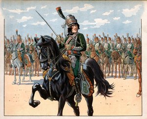 Joachim Murat (1767-1815) den gang oberst under det italienske felttoget. Gravering av Jacques Marie Gaston Onfray de Breville dit Job (1858-1931) av pseudonym for Onfray de Breville Jacques Job